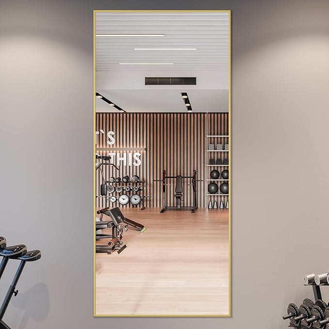MELOMOIR 71"x32" Gold Mirror Full Length, Large Floor Mirror for Home Gym Bedroom Living Room, Large Standing Mirror with Shatterproof Tempered Glass, Wall Mirror Full Length, Wide Leaning Mirror