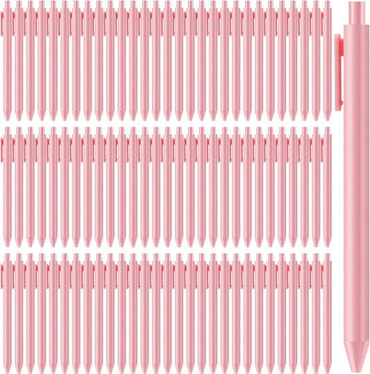 100 Pack Ballpoint Pens,Black Ink Retractable Ballpoint Pens,Comfortable Grip,Smooth Writing Pen,Medium Point 1.0mm Click Pen for Office, Home(Pink)