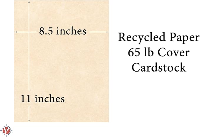Natural Stationery Parchment Recycled Paper | 65Lb Cover Cardstock | 8.5” x 11” Inches | 50 Sheets Per Pack