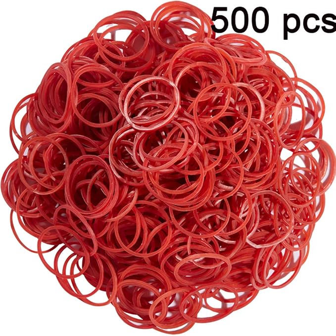 AMUU Rubber Bands 500pcs Red 2.5cm 1inch Small mini Rubber Bands for Office School Home Elastic Band