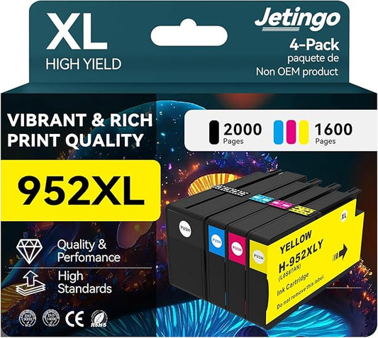 952XL Ink Cartridges Combo Pack for HP 8710 7740 Printers HP952XL Ink Cartridge Black and Color for HP Officejet Pro 8210 8730 8200 8720 8700 7740 8715 8702 8725 8740 4 Pack Black Cyan Yellow Magenta
