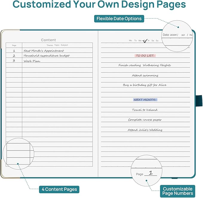 A5 Lined Journal Notebook - 100 GSM Thick Paper, 4 Pack Hardcover Journaling Notebooks for Writing, Work, Travel, School, College Ruled Journals for Women Men, PU Leather Note Books, 5.5”x8.3”