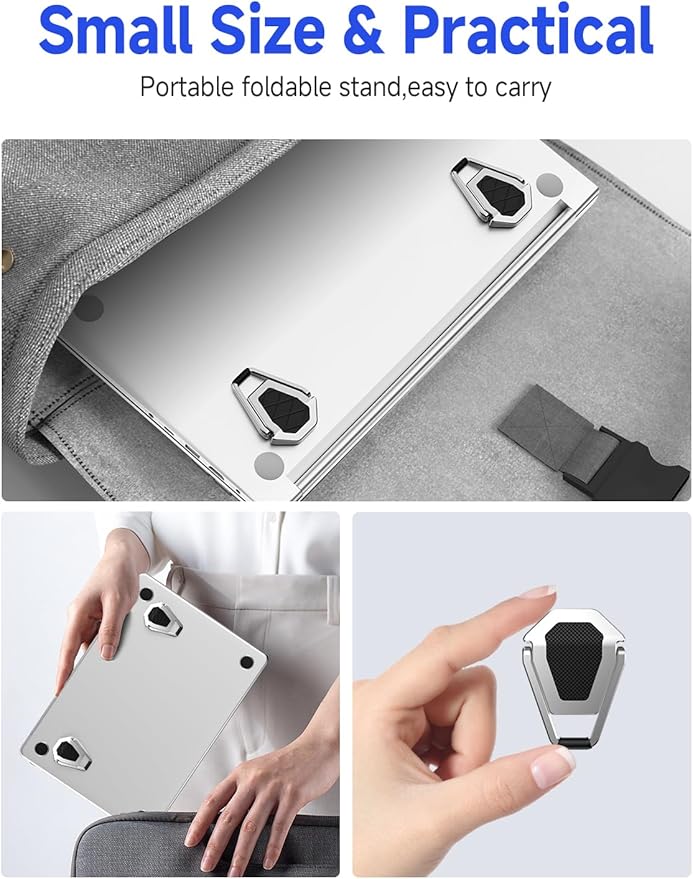 Portable Laptop Stand, Mini Aluminum Keyboard Riser,Foldable Cooling Pad,Ergonomic Adjustable Laptop Stand Holder for 11.6-17 Inch Laptops for MacB00k Air/Pro,Silver