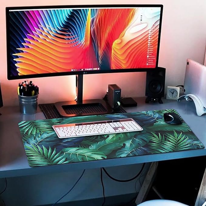 XXL Gaming Mouse Pad 35.4x15.7 Professional Large Mouse Pad & Computer Game Mouse Mat-90x40 Greenleaf