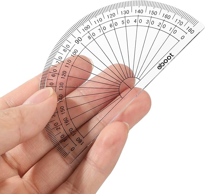 Zonon 200 Pcs 4 Inch Clear Plastic Protractor Bulk Math Protractors Set 180 Degrees Geometry Drafting Tools for Classroom Industry Office Back to School Supplies