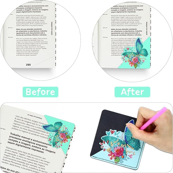 6 PCS Diamond Art Bookmarks, Butterfly, Diamond Painting Bookmarks for Book loverss DIY Bookmark Corner for Adults Beginner Craft Gift