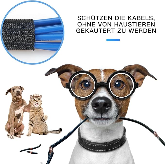 AGPTEK Cable Sleeve Cover, 6.6ft - 1.5 inch Desk Cord Organizer Cable Hider, Home Office Wire Management Computer TV Wire Loom Tubing, Pet Proof Cord Protector, from Cat Dog Chewing, Black