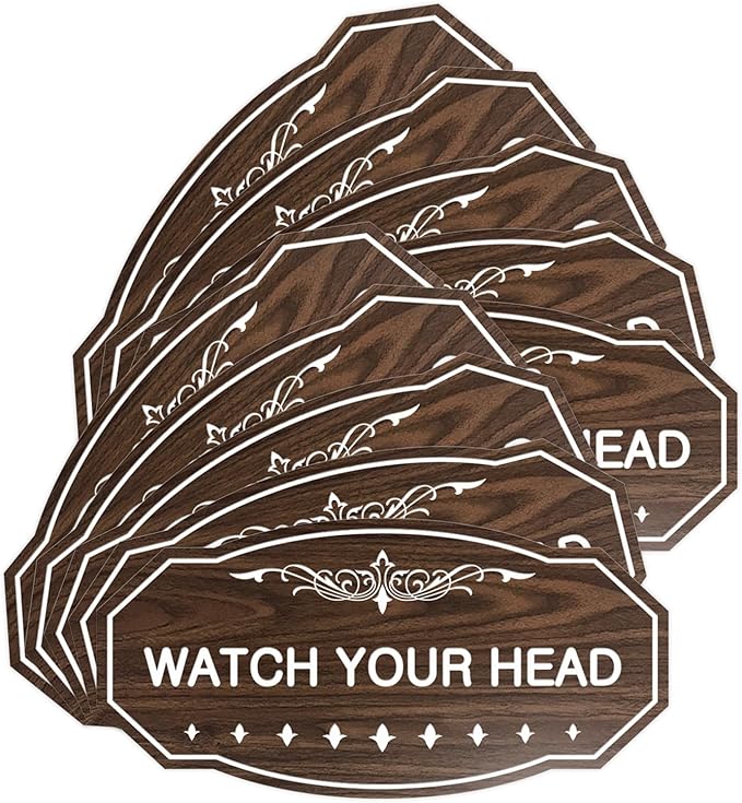 Signs ByLITA Victorian Watch Your Head Sign (Walnut) - Small 10 Pack