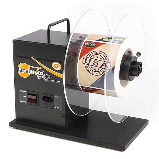 Start International - Rewinder - Electric Label Rewinder Machine for Thermal Printers - Bidirectional Label Winder - 9 Inch Roll Capacity & Dual Core 1.25 3 Inch