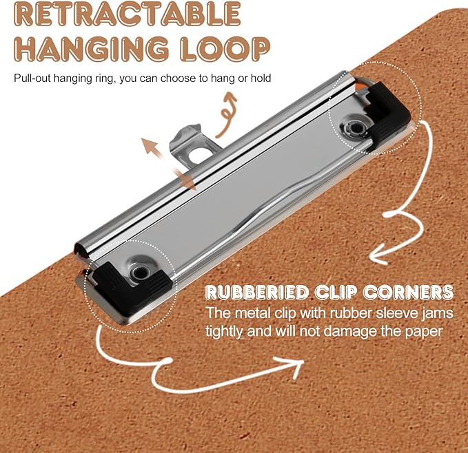 Clipboards, PANDRI 12 Pack Hardboard Office Clipboards, Low Profile Clip, Standard A4 Letter Size, Classroom Supplies, ECO Friendly