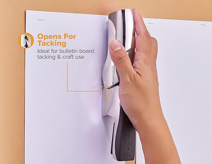 Bostitch Office Heavy Duty Stapler, 40 Sheet Capacity, No Jam, Half Strip, Fits into the Palm of Your Hand, For Classroom, Office or Desk, Chrome