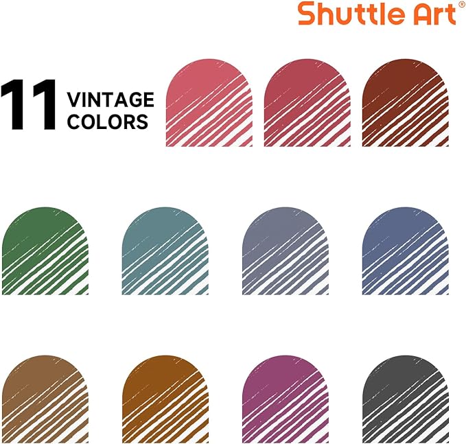 Shuttle Art Colored Retractable Gel Pens, 11 Unique Dark Vintage Ink Colors, Cute Pens 0.7mm Medium Point Quick Drying for Writing Drawing Journaling Note Taking School Office Home
