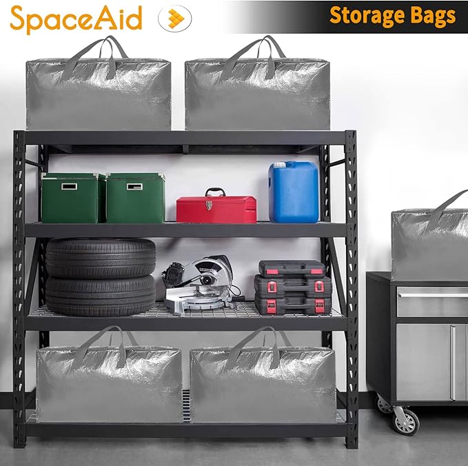 SpaceAid Heavy Duty Moving Bags, Extra Large Storage Totes W/Backpack Straps Strong Handles & Zippers, Alternative to Moving Boxes, Packing & Moving Supplies, Gley (6 Pack)