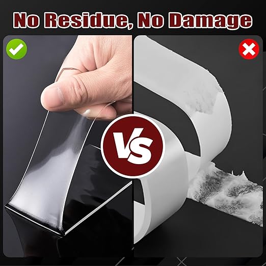 50 Pcs Heavy Duty Double Sided Tape, 1x4 in Rectangles Removable Nano Tape, Transparent Multipurpose Mounting Tape for Home and Office