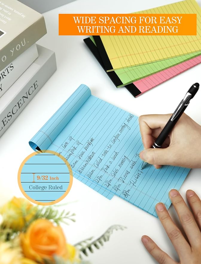 Notepads 5x8 Colored Small Legal Pads, 12 Pack Colored Note Pads 5x8 Pink Notebook Paper, Notepad 5x8 Lined Paper Pads, Small Pads of Paper 5x8 Pink Lined Paper 5 x 8, 30 Sheets/Pad(Blue, Pink, Green)