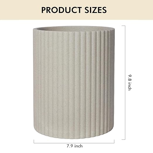 Beige Luxury Stone Bathroom Trash Can, Modern Bathroom Office Trash Can, Resin Wastebasket, Garbage Receptacle Bin for Bathrooms, Offices, Powder Rooms, Kitchens (Beige)