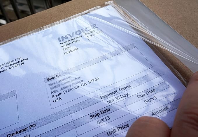 BEUYI Premium 6''x10'' Packing List Envelope, Tailored Size for Letter-size Paper Folded in Half, Adhesive Shipping Label Pouch/Sleeve (50 pack)