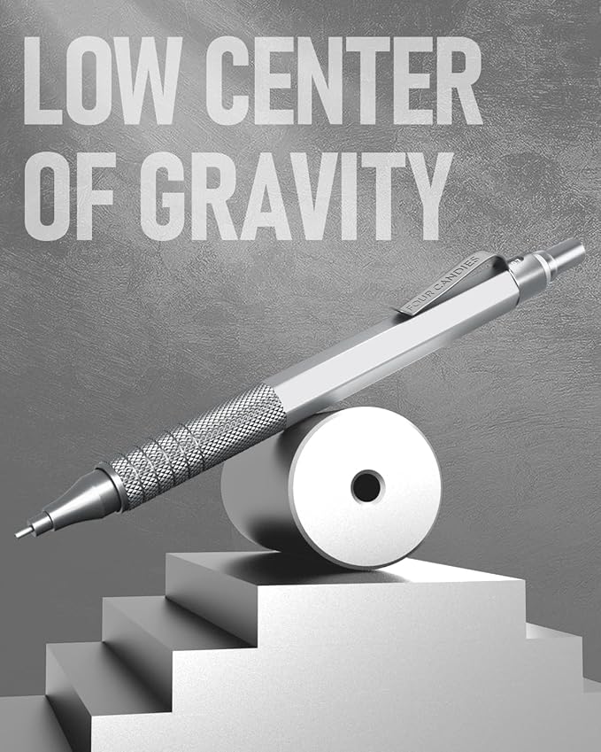 Four Candies 0.5mm Mechanical Pencil Set with Case, 3PCS Metal Artist Lead Pencil with 8 Tubes (480PCS) HB Lead Refills, 3 Erasers, 9 Eraser Refills For Engineer Art Writing Drawing Drafting, Silver