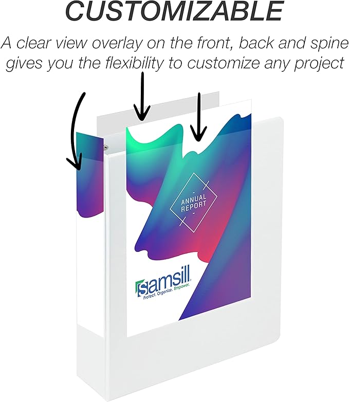Samsill Durable 2 inch 3 Ring Binder, Made in USA, D Ring Binder, FSC 100% Recycled Chipboard, White, 12 Pack