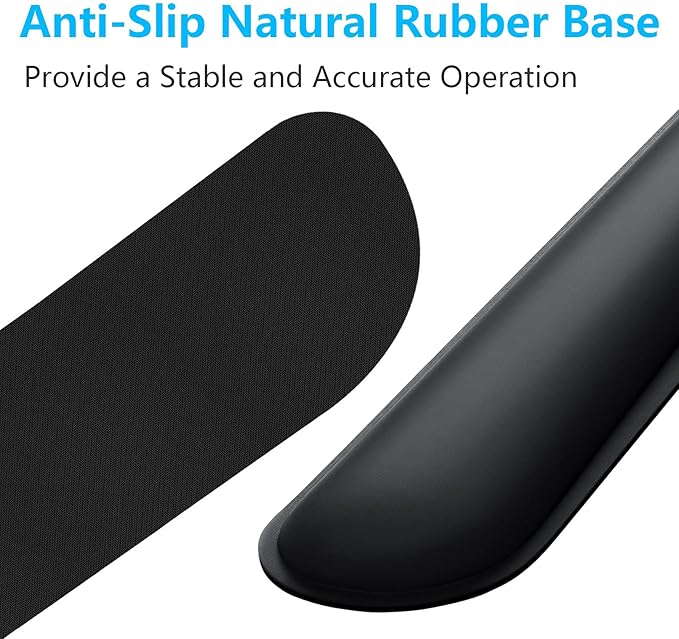 Dapesuom Keyboard Wrist Rest Set, Cute PU Leather Wrist Cushion for Computer Keyboard and Mousepad, Memory Foam Mouse Pad Rests Support with Non-Slip Base for Typing Pain Relief, Laptop, Black