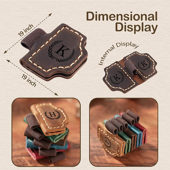 Artlaza Personalized Magnetic Leather Bookmark with Pen Holder - 26 Letters Custom Book Mark with Name Initial Engraved Book Marker for Readers, Book Lovers, Travelers - Gift for Women & Men(Red，C