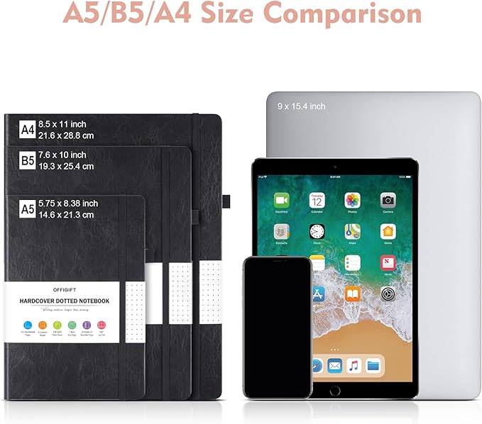 Dotted Journal Notebook, 312 Numbered Pages Large B5 Hardcover Leather Notebook, 100gsm No Bleed Paper Dot Grid Notebook with Index Pages, Dot Journal for Women Men, 7.6'' X 10'', Pink