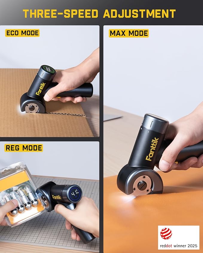 Fanttik C8 Nano Cordless Electric Scissors with LED Display, Rechargeable Cardboard Cutter with 2 Blades, EasySwap Blade Change, LED Light, for Thin Cardboard Carpet Leather - Black