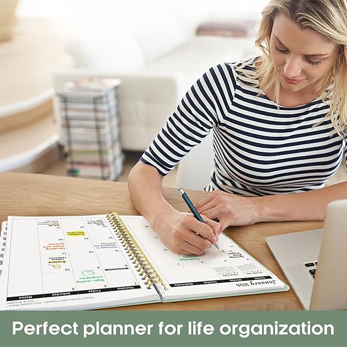 2026 Planner, Weekly and Monthly Calender Planner, Jan 2026 to Dec 2026, Hardcover 2026 Calendar Planner Book with Tabs & Inner Pocket, Office Home School Supplies for Women & Men - A4 (8.5" x 11"), Mint