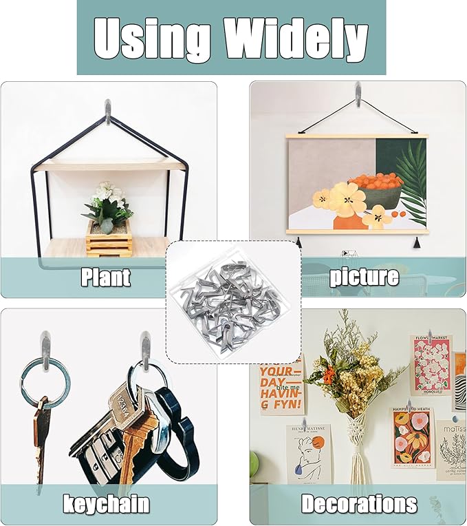 30 PCS Picture Hanging Nails Thumb Tacks for Wall Hangings, Heavy Duty Push Pins Wall Hooks for Drywall Cork Board, Picture Hanging Kit with Nails High Heel Silver