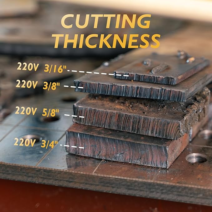 TOOLIOM 50A Non High Frequency Plasma Cutter 110/220V Dual Voltage 2T/4T Cutting Machine 3/4" Clean Cut with Large Digital Display