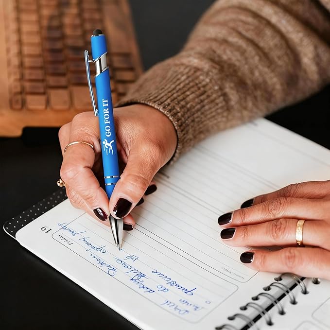 Inspiring Pen Set - 12 Inspirational Quote Ballpoint Pens with 12 Refills, Blue Ink - Motivational Gifts for Office & School | Encouragement Gifts for Men & Women, Blue