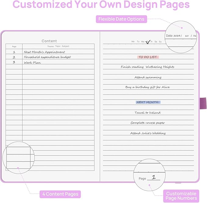 Lined Journal Notebooks for Work, Travel, College, A5 Size 100 GSM Thick Paper, Classic Ruled Journaling Notebook, Hardcover Notepad for Writing 160 Pages, 5.5 x 8.3 inch, Pink