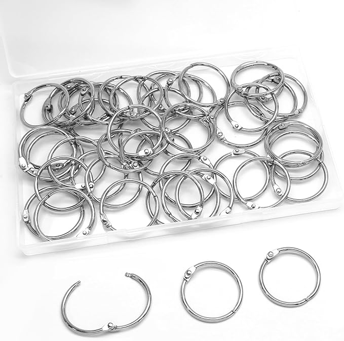 Luomorgo 50 Pcs 1.5 Inch Binder Rings, Nickel Plated Metal Book Rings Silver Paper Rings, Heavy Duty Loose Leaf Binder Rings, Index Cards Rings, Key Rings for Office, Home, School