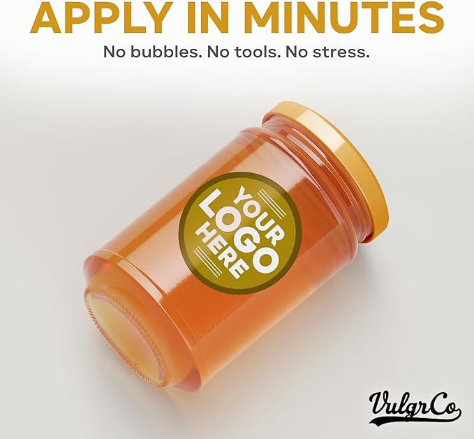 VulgrCo Custom Design Your Own Personalized Labels Stickers Decals Text Name Image Photo 120 Pack - Waterproof, Dishwasher Safe, Fade Resistant, UV Protected, Heat and Cold Resistant