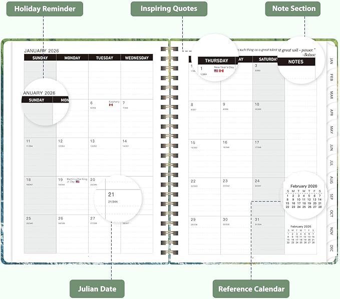 2026 Planner, Weekly and Monthly Calendar Planner Agenda, Jan 2026 - Dec 2026, Planning Academic Book, Office Desk Accessories and School Supplies - A5 (6.3'' x 8.5'')
