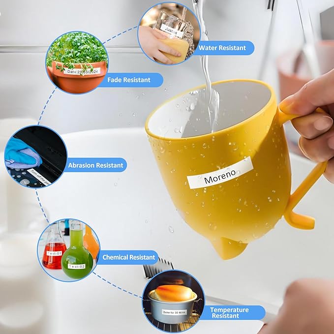 10 Pack Label Maker Tape Replacement for TZe-231 TZe231 Laminated White P Touch Label Tape, 12mm x 8m, Black on White, Compatible with Brother P Touch Label Maker PTD210 PT-H110 PT-D400