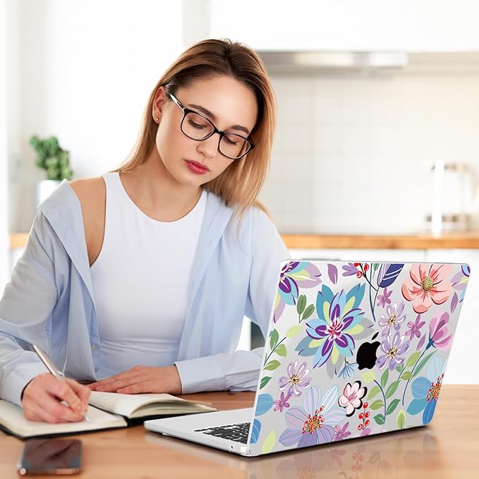 Teryeefi Case for MacBook Pro 16 inch M4/M3/M2/M1 Pro Max 2025-2021 Release (A3403/A3186/A2991/A2780/A2485), Laptop Hard Shell with Keyboard Cover & Screen Protector & Type C Adapter, Flower 104