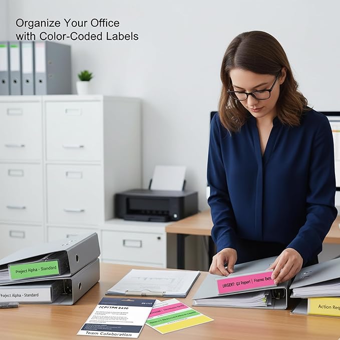 Printable Address Labels 1" x 2-5/8", 450 Total, 15 Sheets, Colored Labels for Laser & Inkjet Printer, Fluorescent Sticker Labels for Mailings, Folders, Organizing