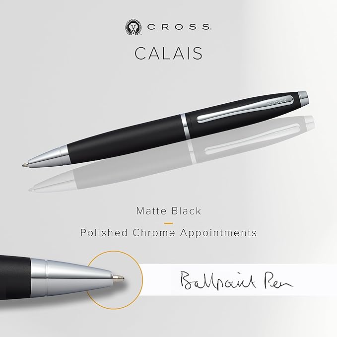 Cross Calais Refillable Ballpoint Pen Presented in a Luxury Gift Box - Medium Point, Black Ink, Matte Black