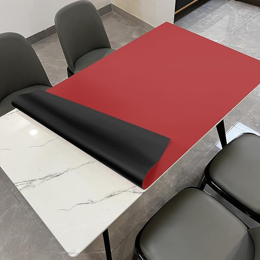 Leather Table Cover,1.8mm Thick,42x78 Inch Table Protector,Table Protector for Dining Room Table,Dining Table Cover,Table Cover Protector,Table Top Protector(Black+Wine Red,42x78)