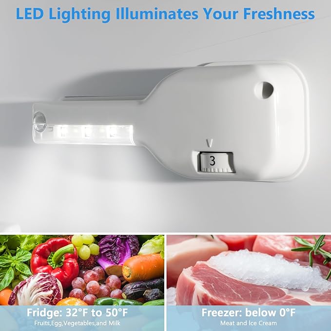 4.5 Cu.Ft Mini Fridge with Freezer, 2 Door Compact Refrigerator, Small Fridge with Adjustable Thermostat Energy Ultra Quiet, Mini Fridge Removable Glass Shelves for Bedroom Office Dorm Black