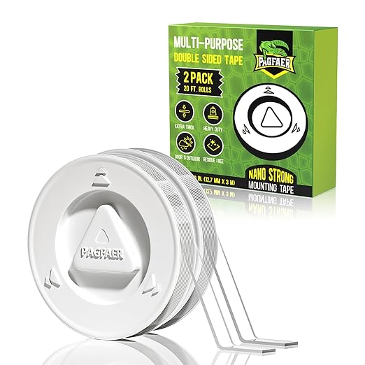 2PCS Double Sided Tape Heavy Duty, Strong Double Sided Mounting Tape, Heavy Duty Double Sided Tape for Walls Clear Hanging Adhesive Strips(10ft-0.5in-0.08in)