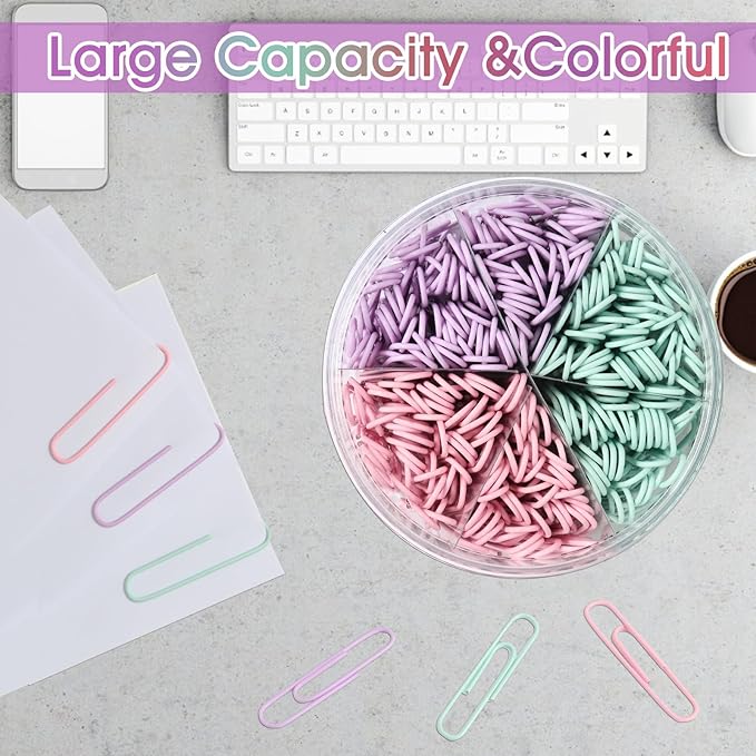 Multicolor Jumbo Paper Clips, 1.3 Inch (33mm) & 2 Inch (50mm), 400-Pack for Office, School & Home Document Organizing (Pastel, 1.3 Inch and 2 Inch)