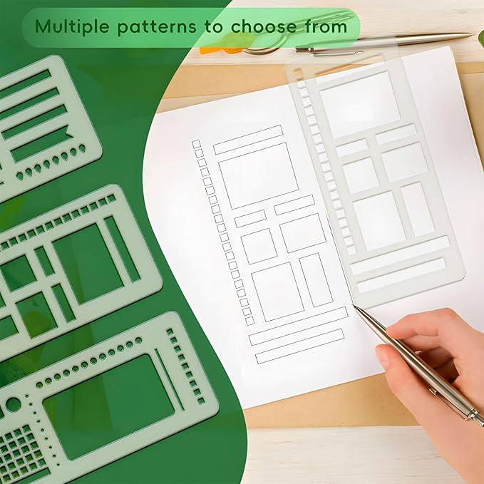 Handmade Flexible Record Template,Handmade Flexible Planner Stencils,Planner Stencils,Flexible Drawing and Checklist Templates,Planner Stencil Set Compatible with Coils Discs and Rings (C Type*1 Set)