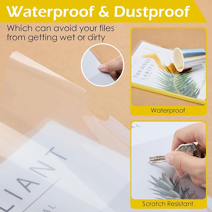 Thenshop 100 Pcs Clear Report Covers with Sliding Bars Sliding Bar File Folder Binder Plastic Report Folder for File Paper Book Resume Letter Office, 30 Sheet Capacity(Yellow)