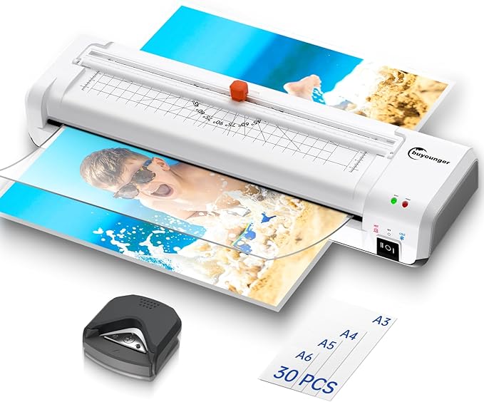 Laminator Machine, A3 Laminator Machine with 30 Laminating Sheets, 13 Inch Laminating Machine with Built-in Paper Cutter & Corner Rounder, Thermal and Cold 11X17 for Home School Office