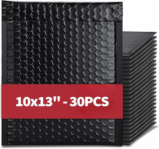 30 Pack 10x13 Inch Poly Bubble Mailers, Padded Envelopes with Self Seal Adhesive Strip, Waterproof Lightweight Mailing Shipping Bags for Thick Books Clothes Holiday Gifts Business Packaging