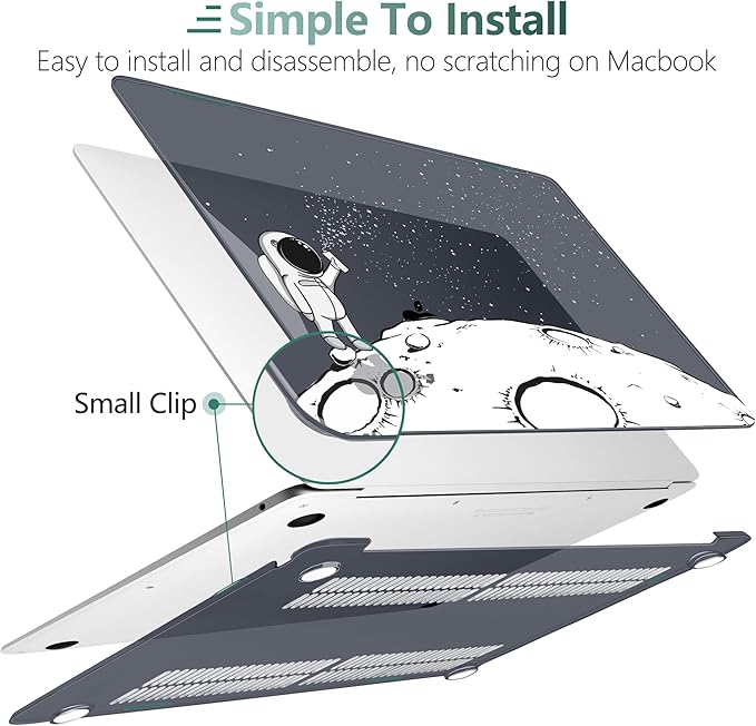DONGKE Compatible with MacBook Air 13 inch Case 2021 2020 2019 2018 Release A2337 M1 A2179 A1932 with Retina Display & Touch ID, Plastic Hard Shell & Keyboard Cover - Astronaut