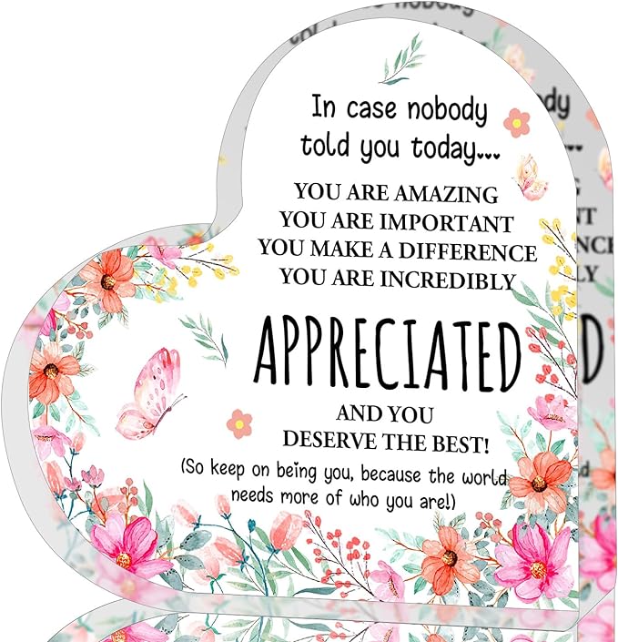 Appreciation Gifts for Women, Thank You Gifts, Affirmations Heart Shape Acrylic Sign, Inspirational Gifts, Office Gift, Graduation Gifts, Thank You Gifts For Women Nurse, Teacher, Boss, Coworker