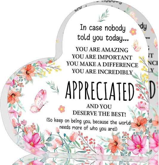 Appreciation Gifts for Women, Thank You Gifts, Affirmations Heart Shape Acrylic Sign, Inspirational Gifts, Office Gift, Graduation Gifts, Thank You Gifts For Women Nurse, Teacher, Boss, Coworker